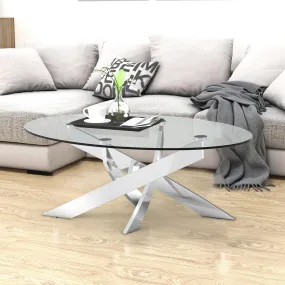 17" H Contemporary Glass Coffee Table in Living Room, Bedroom