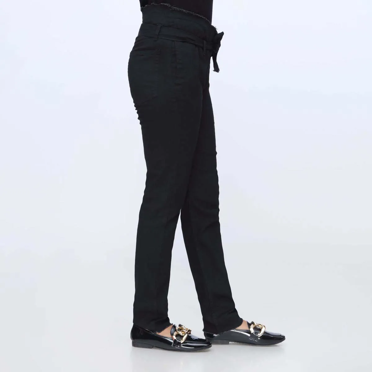 Black Belted Denim Pant PS1541