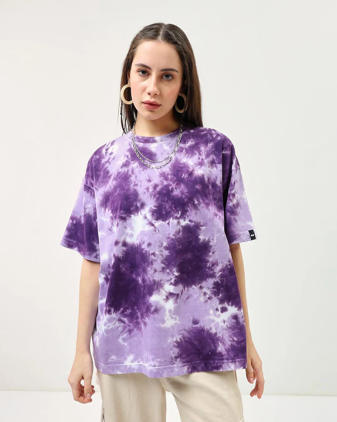 BlackTree Purple Tie & Dye Oversized Dresses