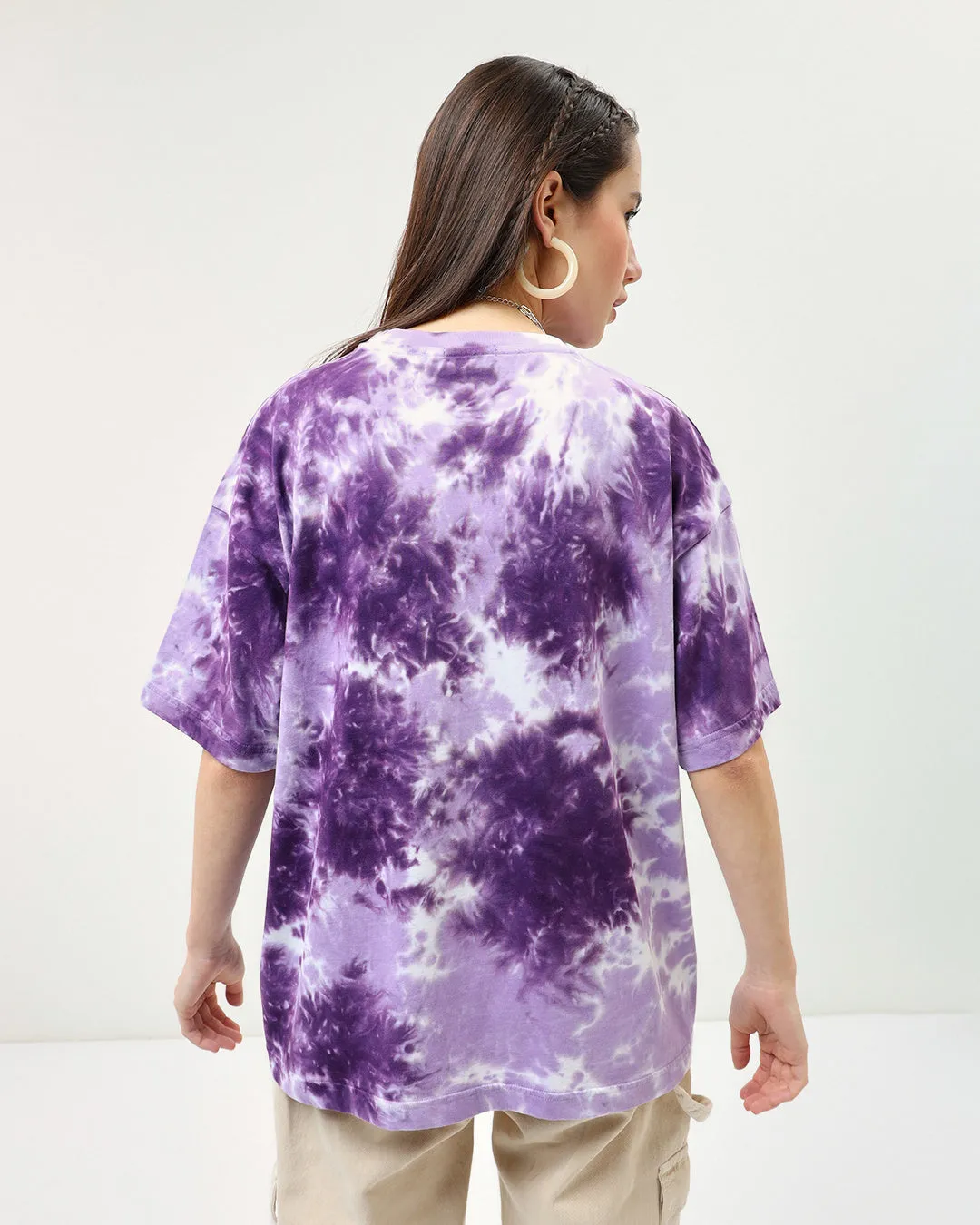 BlackTree Purple Tie & Dye Oversized Dresses