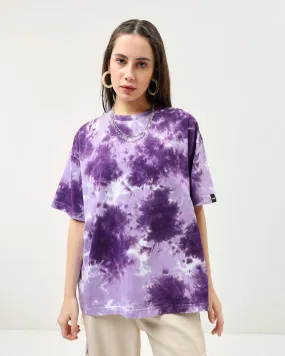 BlackTree Purple Tie & Dye Oversized Dresses