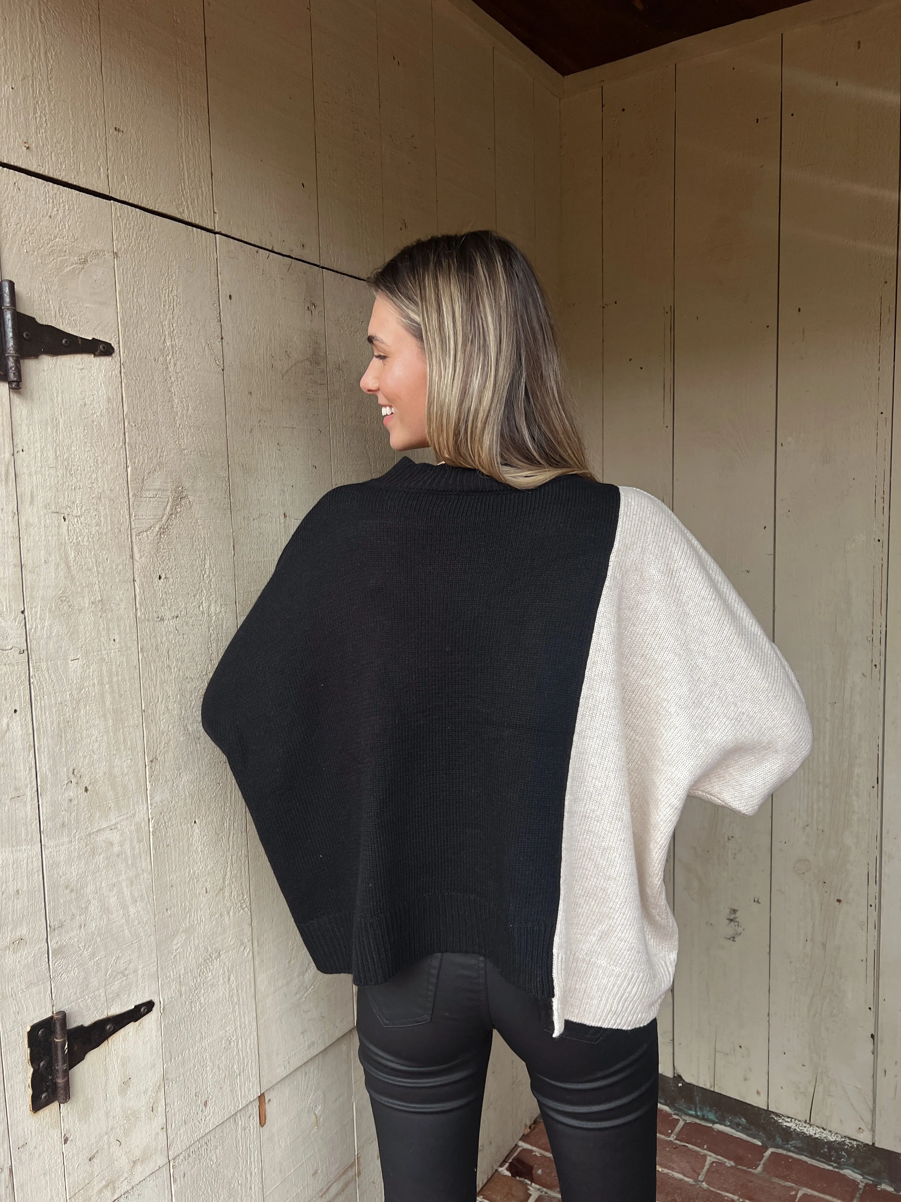 Block About It Sweater - Oatmeal/Black