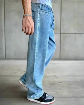 Blue Cloud Wash Baggy Fit Jeans