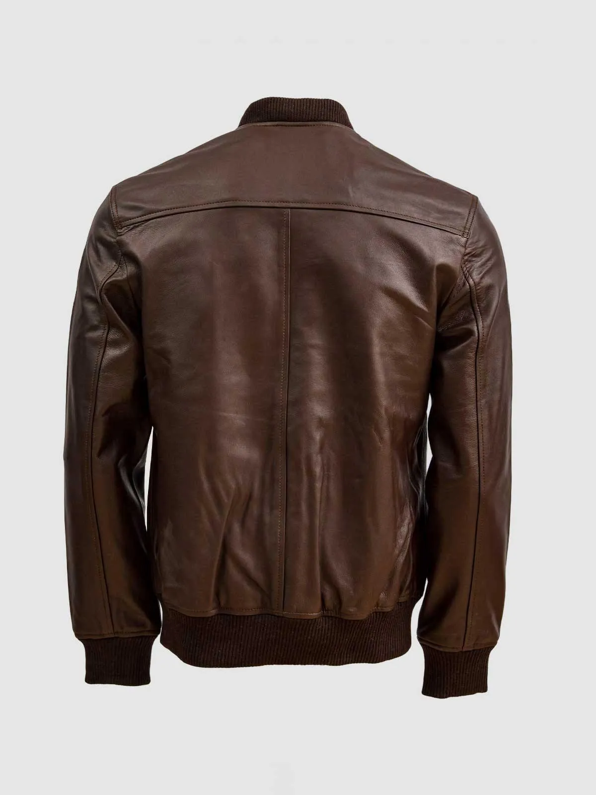 Brown Leather Bomber Sheep Jacket