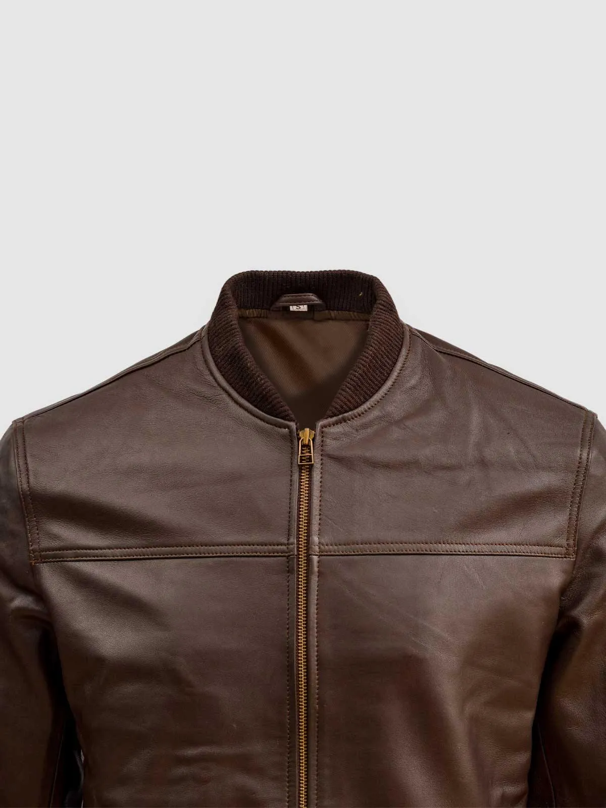 Brown Leather Bomber Sheep Jacket