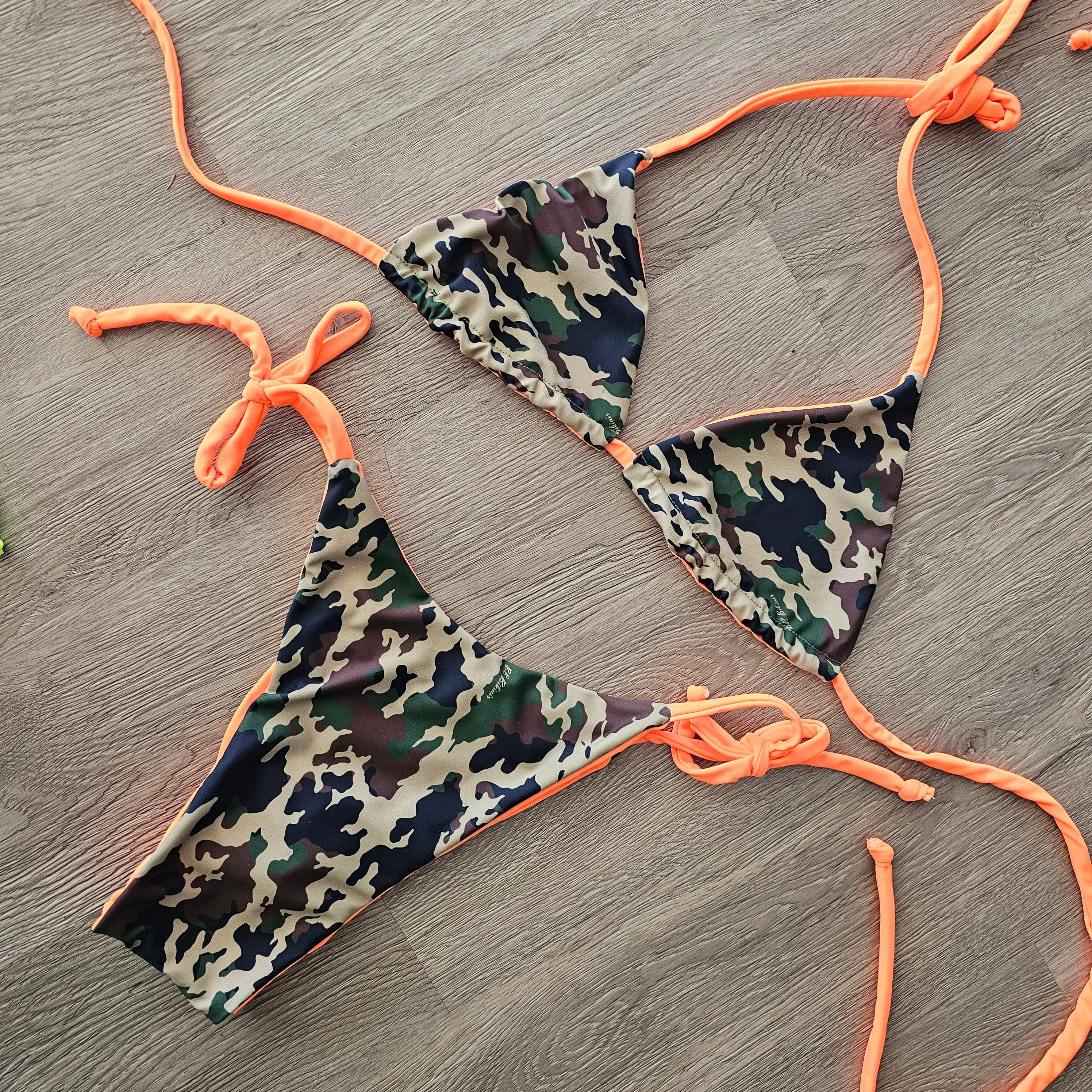 Camo/Orange Triangle Top