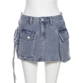 Cassie Cargo Denim Mini Skirt