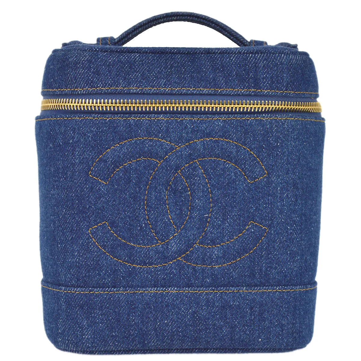 Chanel 1996-1997 Blue Denim Timeless Vanity Handbag