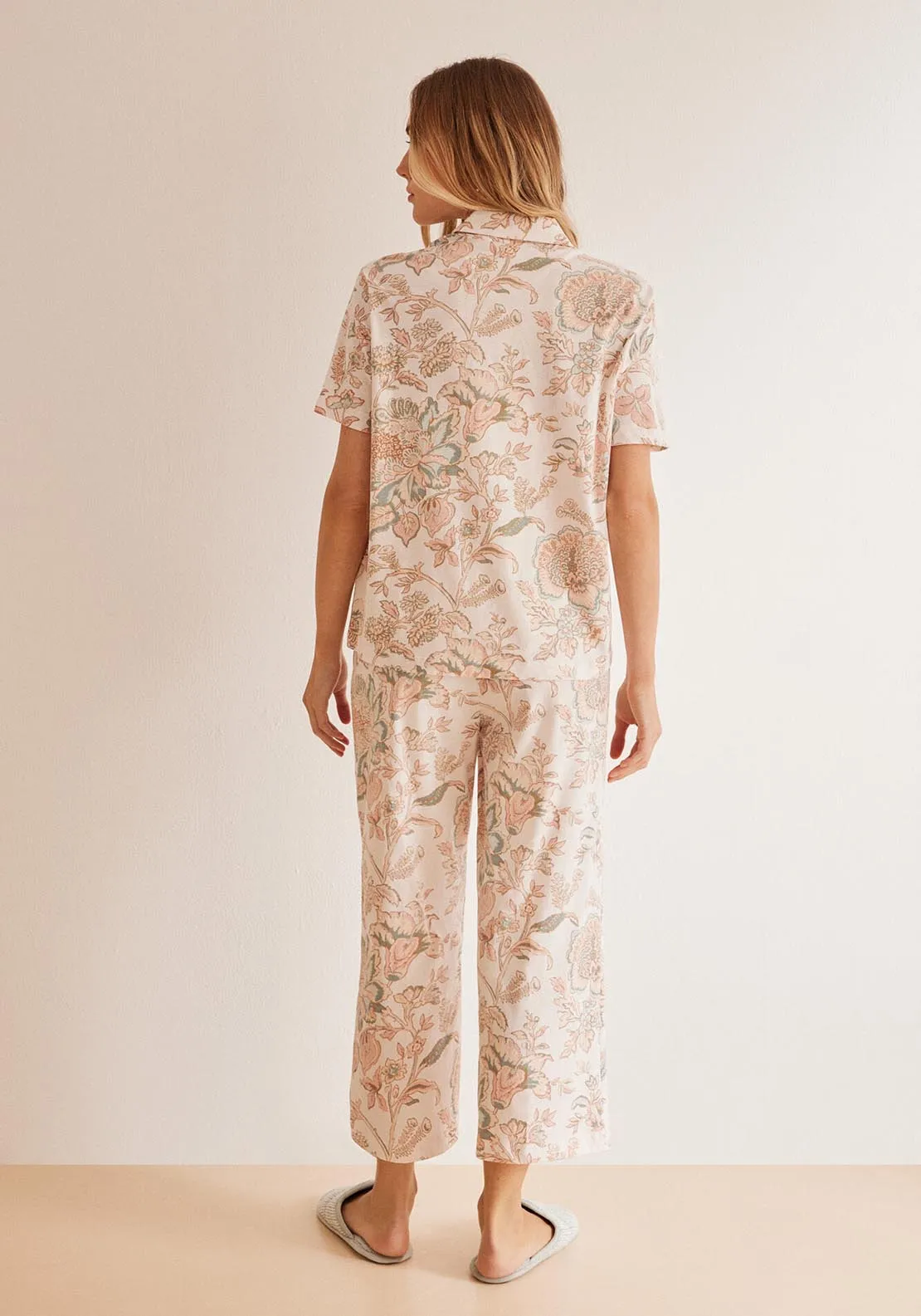 Classic floral print pyjamas in 100% cotton - White