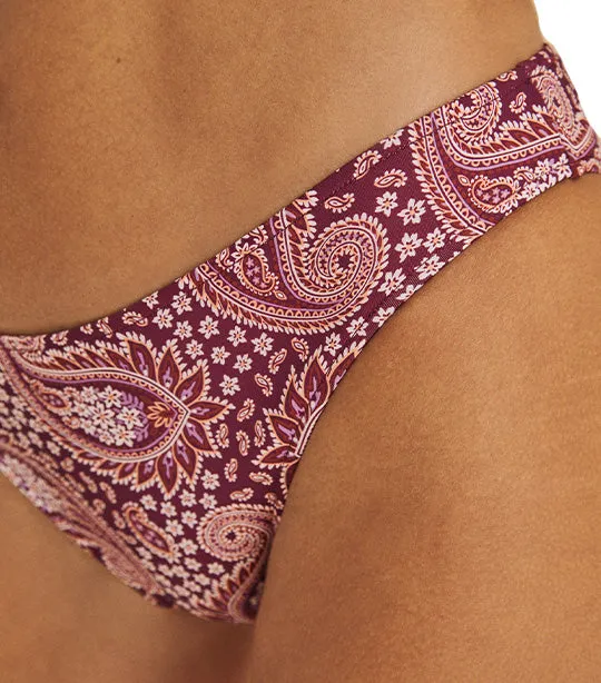 Classic Indian Print Bikini Bottoms Maroon