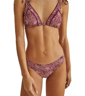 Classic Indian Print Bikini Bottoms Maroon