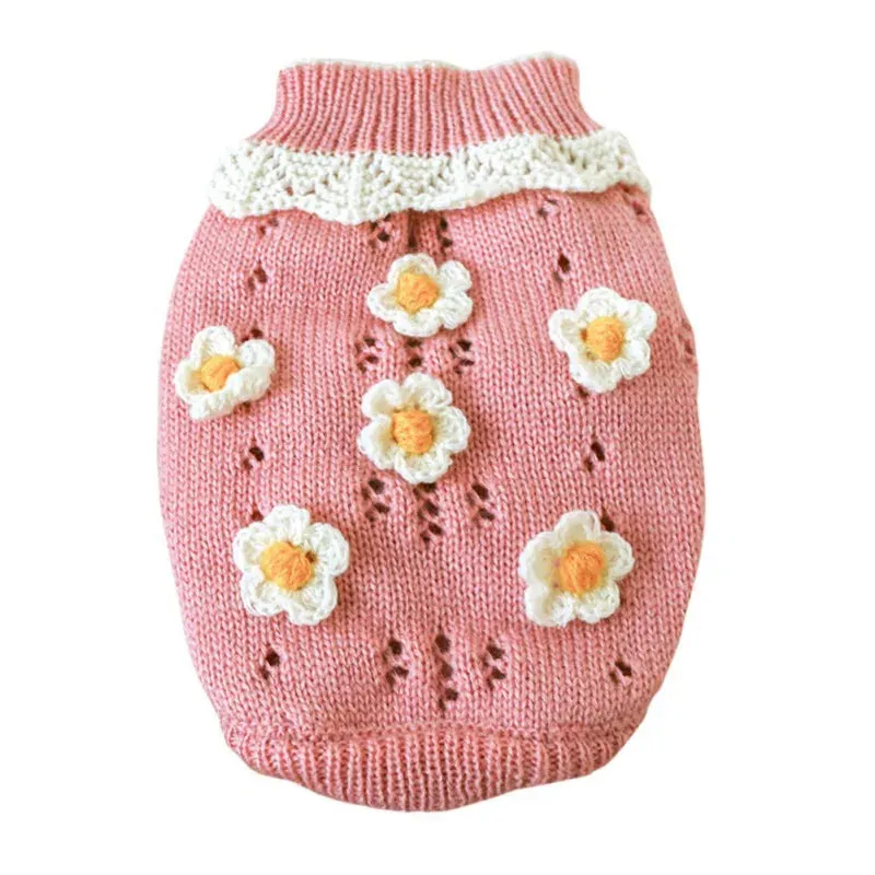 Cute Dog Sweater Dress With Bowtie Checkered Dog Clothes For Small Dogs Warm Ball Sweaters Skirt Dachshund Chihuahua Dresses