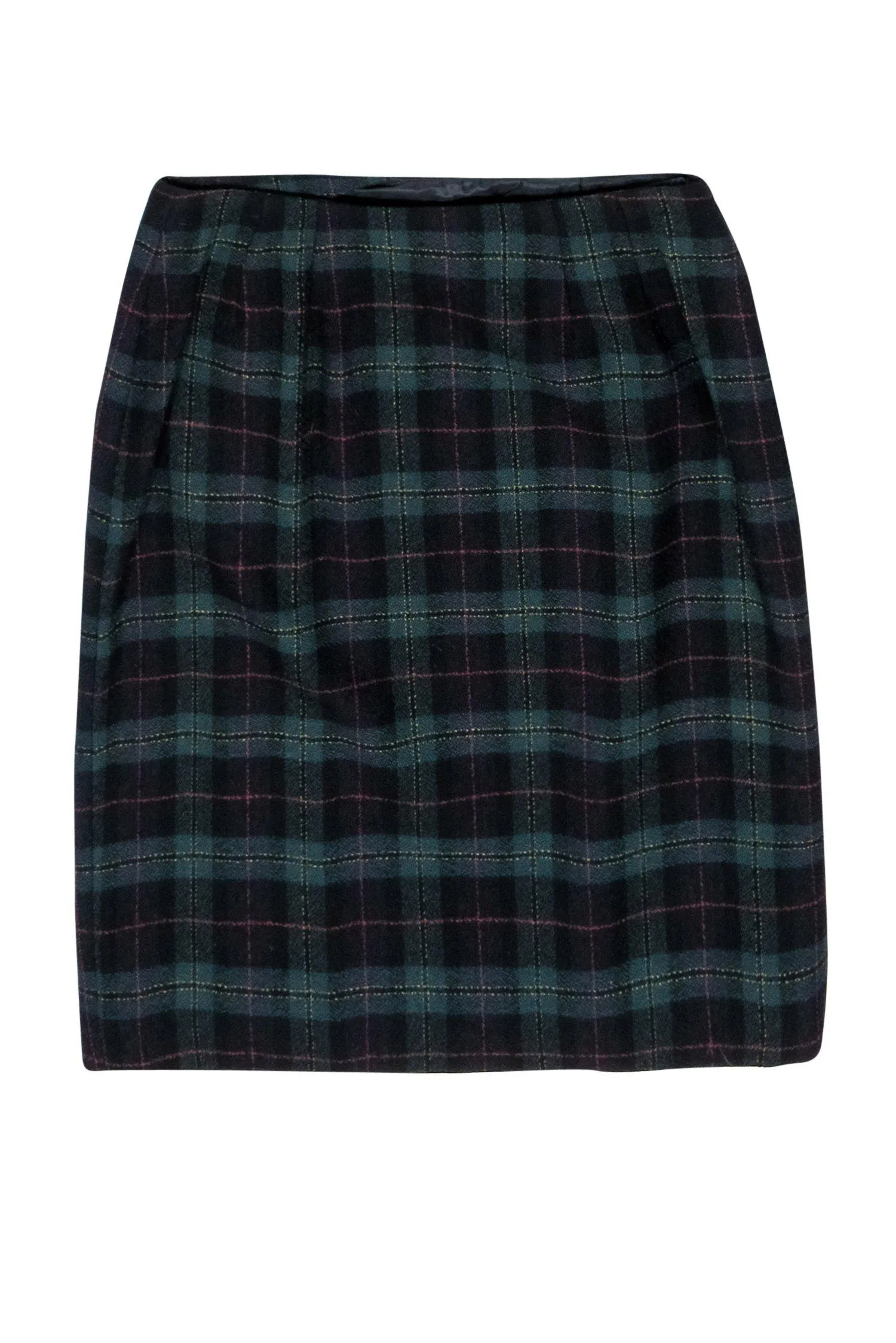 Doncaster - Green Plaid Button-Front Wrap Skirt Sz 8