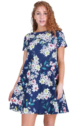 Fresh as a Daisy Short Sleeve Skater Dress with Pockets