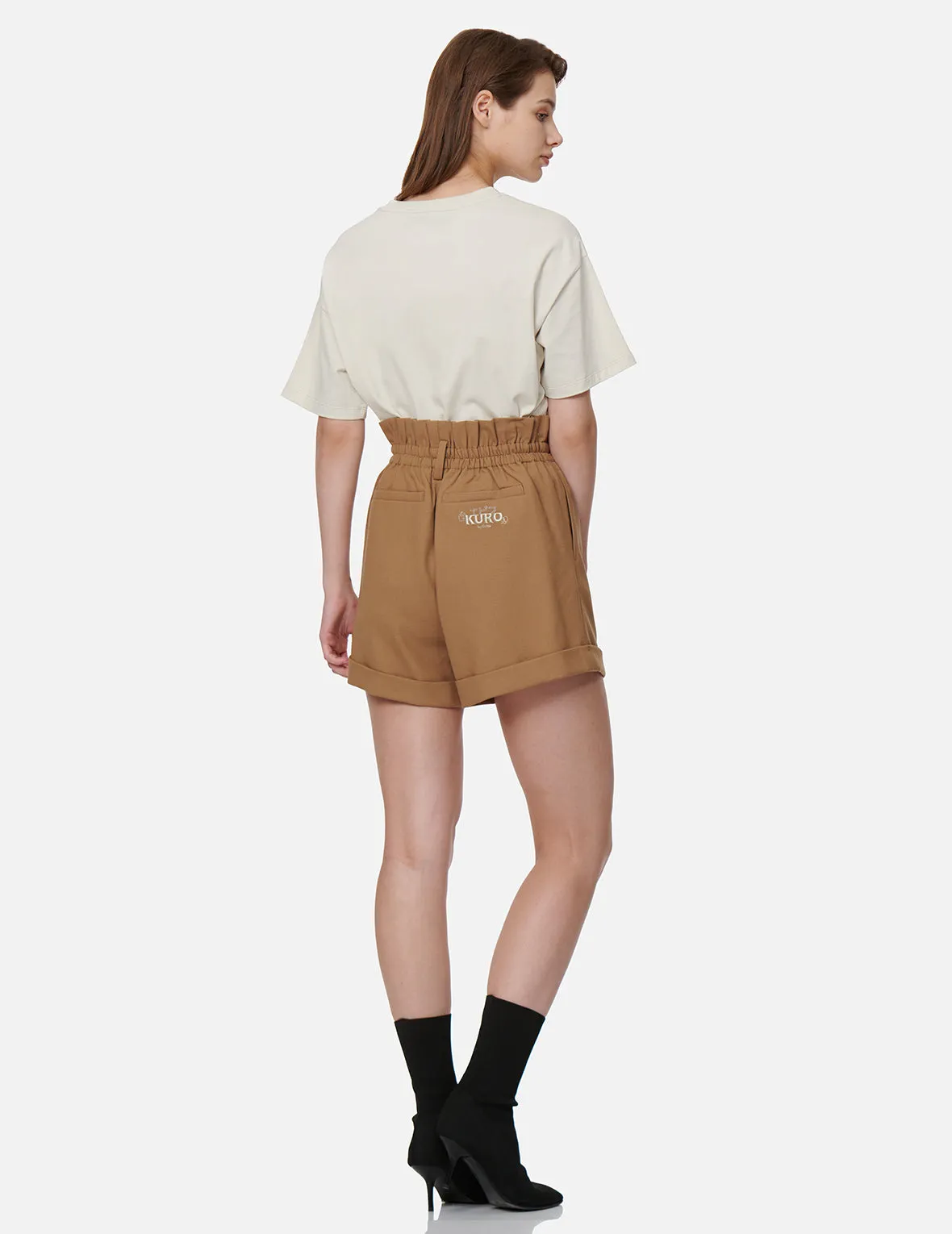 Front Pleat Paper Bag Shorts