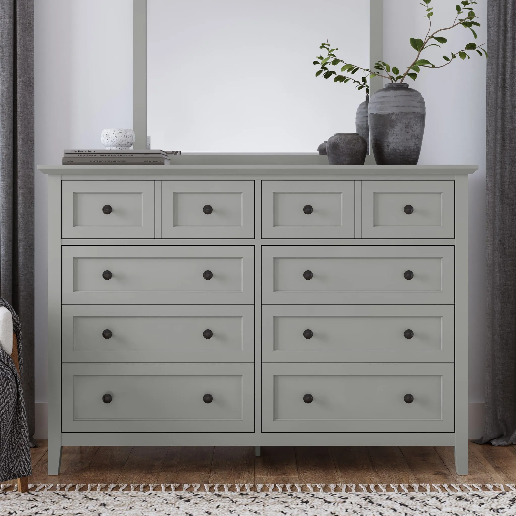 Grace Eight Drawer Dresser in Elephant Gray