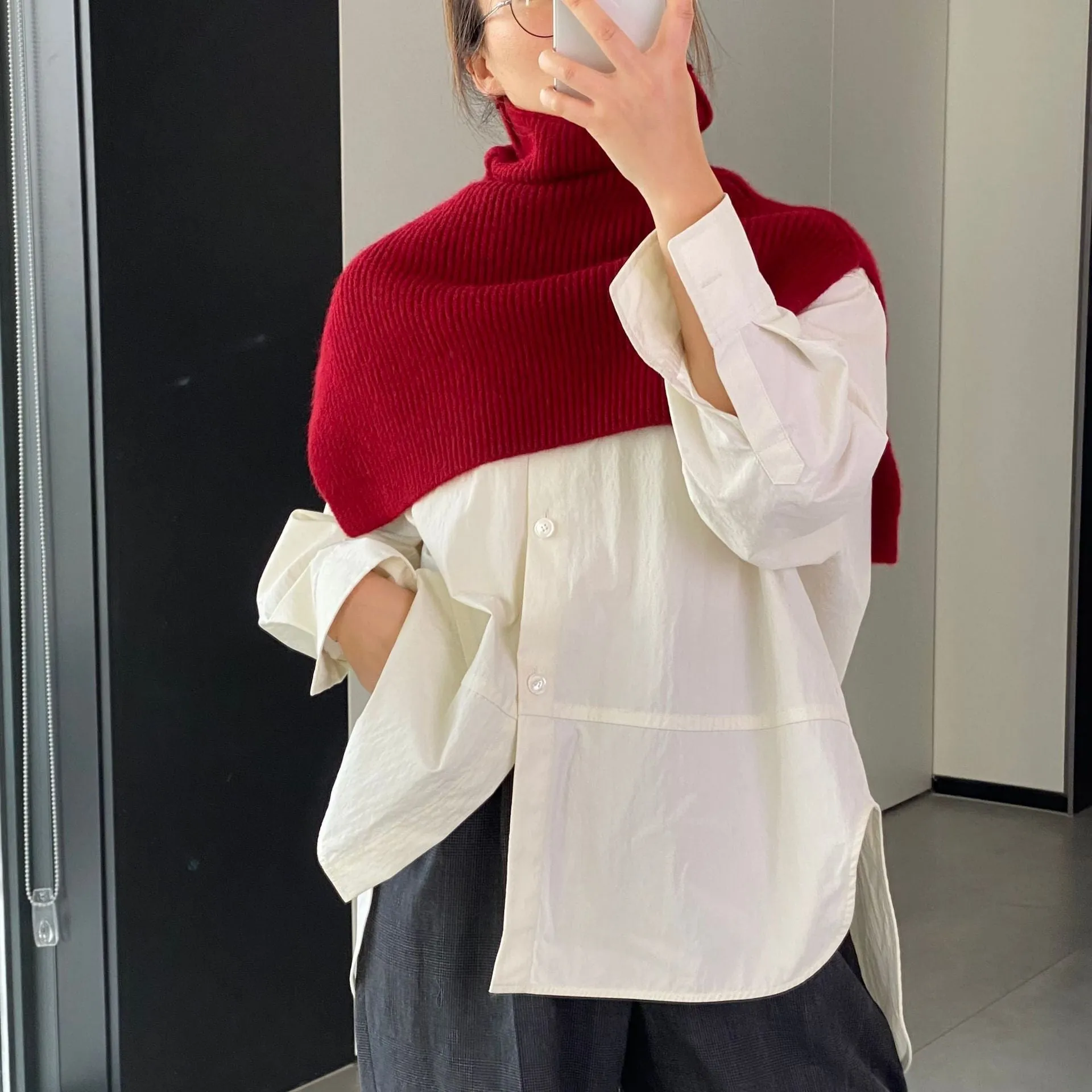 Grace Knitted Short Shawl Turtleneck Woman Sweater