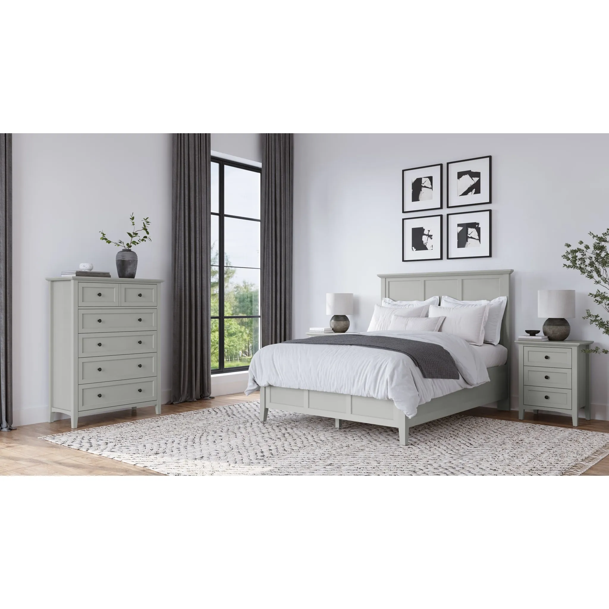 Grace Three Drawer Nightstand in Elephant Grey