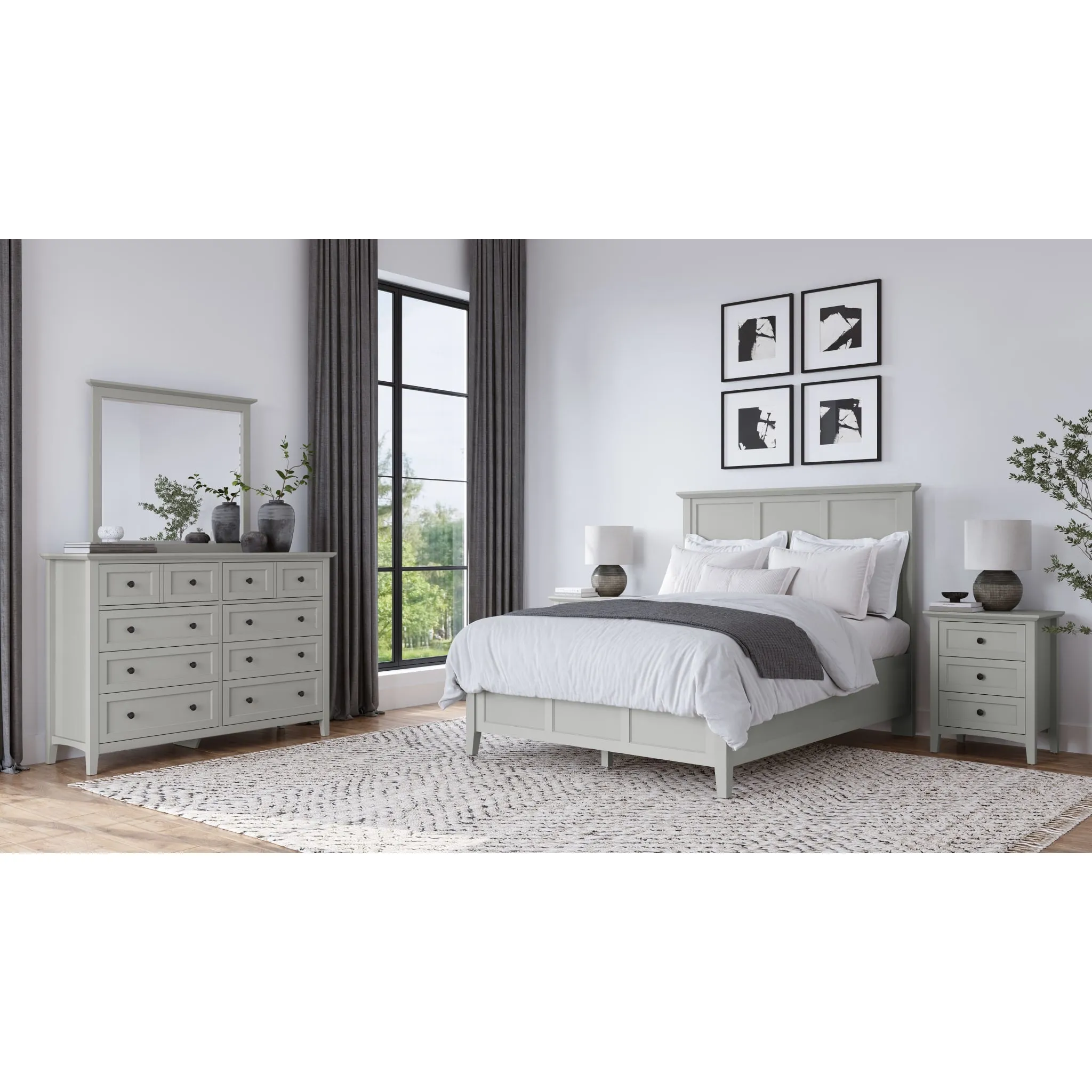 Grace Three Drawer Nightstand in Elephant Grey