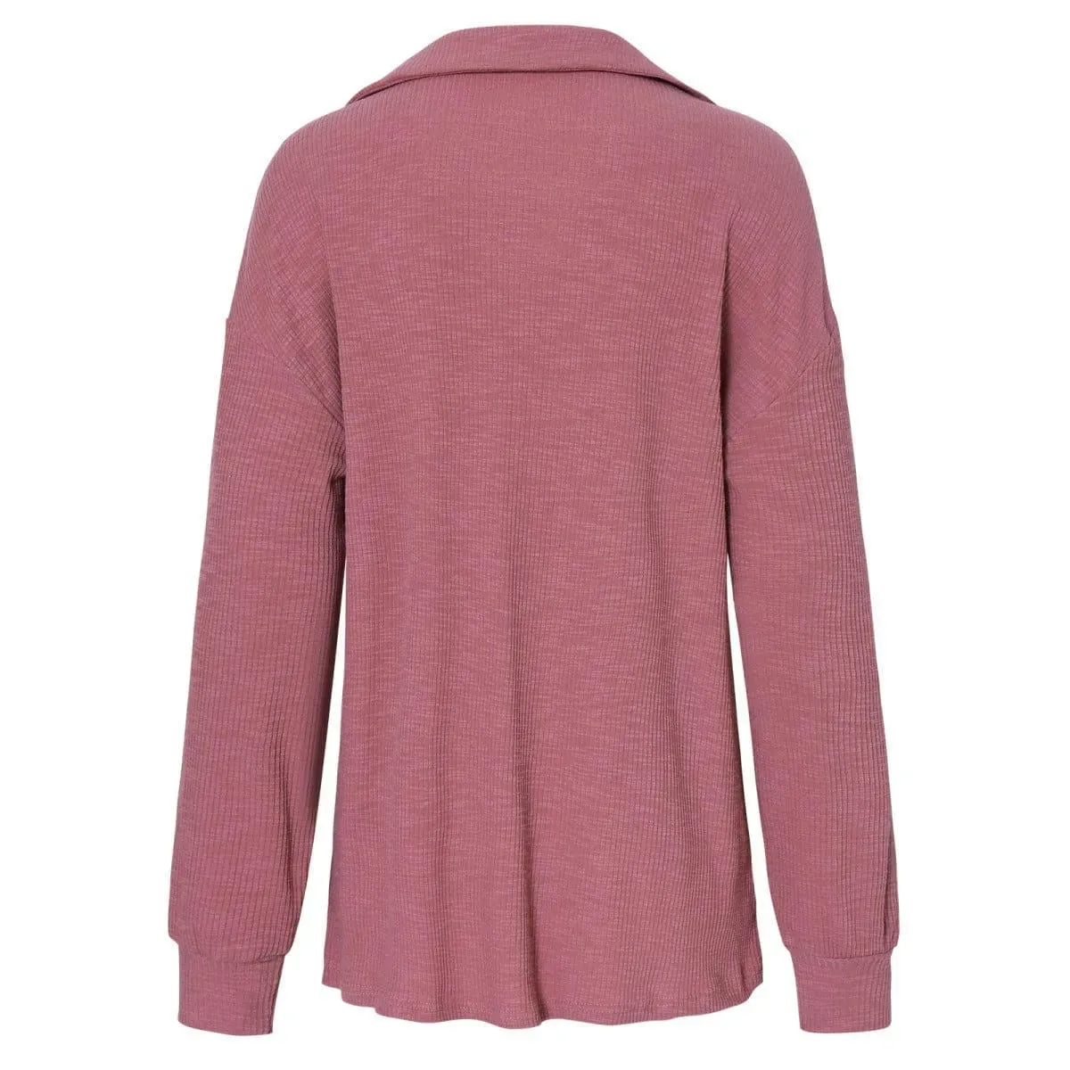 Half Zipper Up Long Sleeve Knit Pullover Top