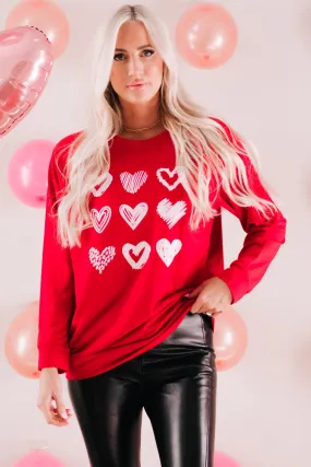 Hearts Crewneck Women Sweatshirt