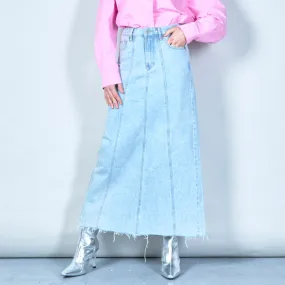 High-waisted denim maxi skirt wholesale