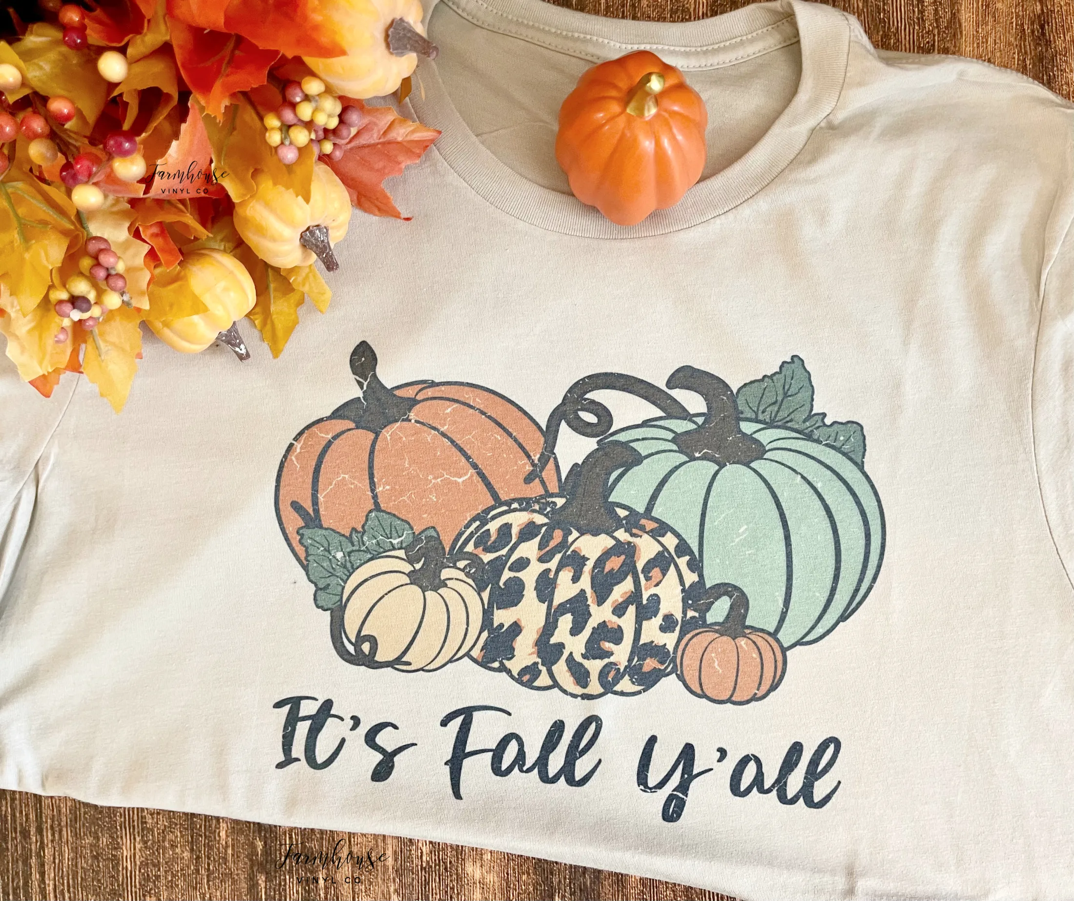 It's Fall Y'all Pumpkins Bleached Shirt