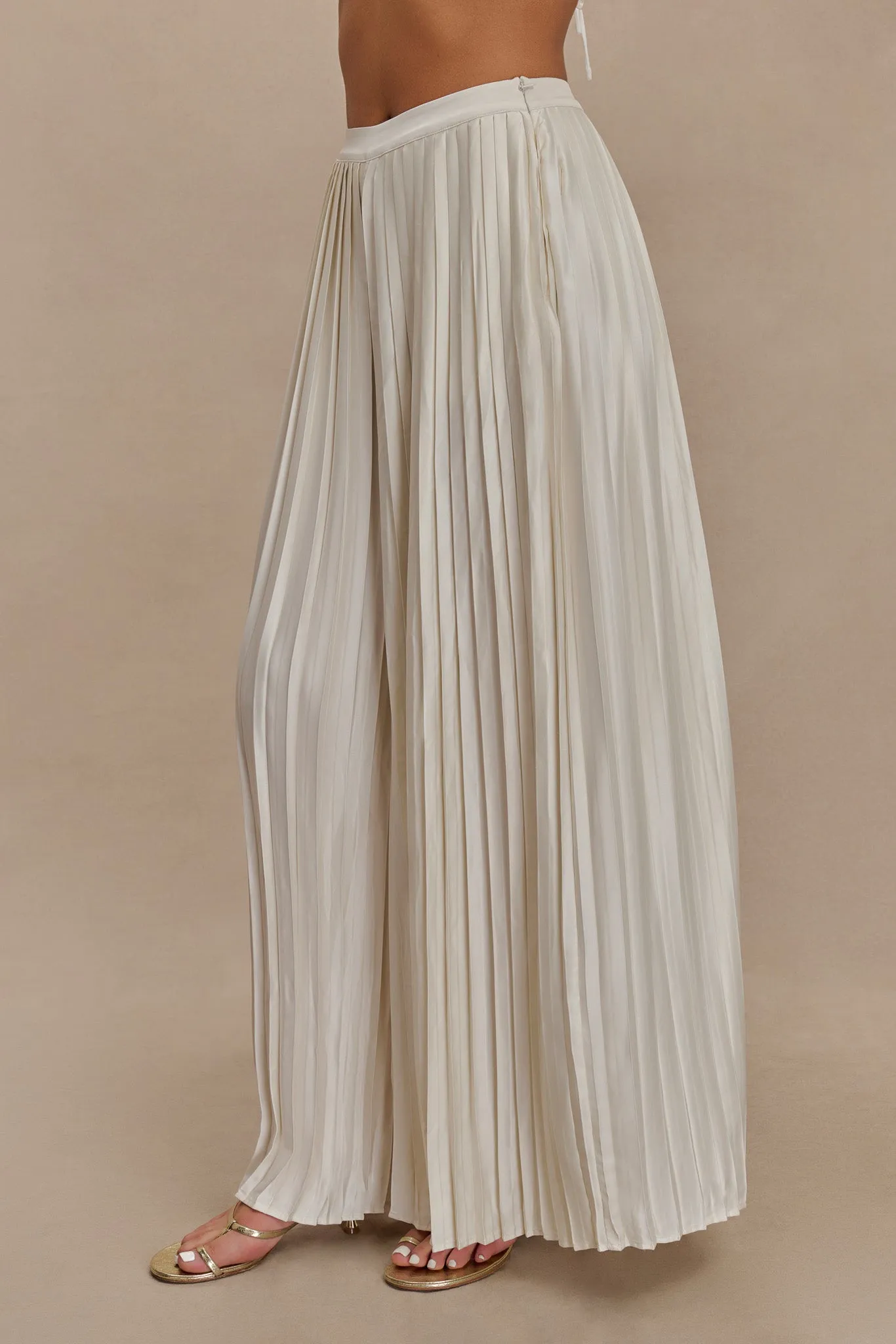 Kennedy Plisse Wide Leg Pants - Ivory