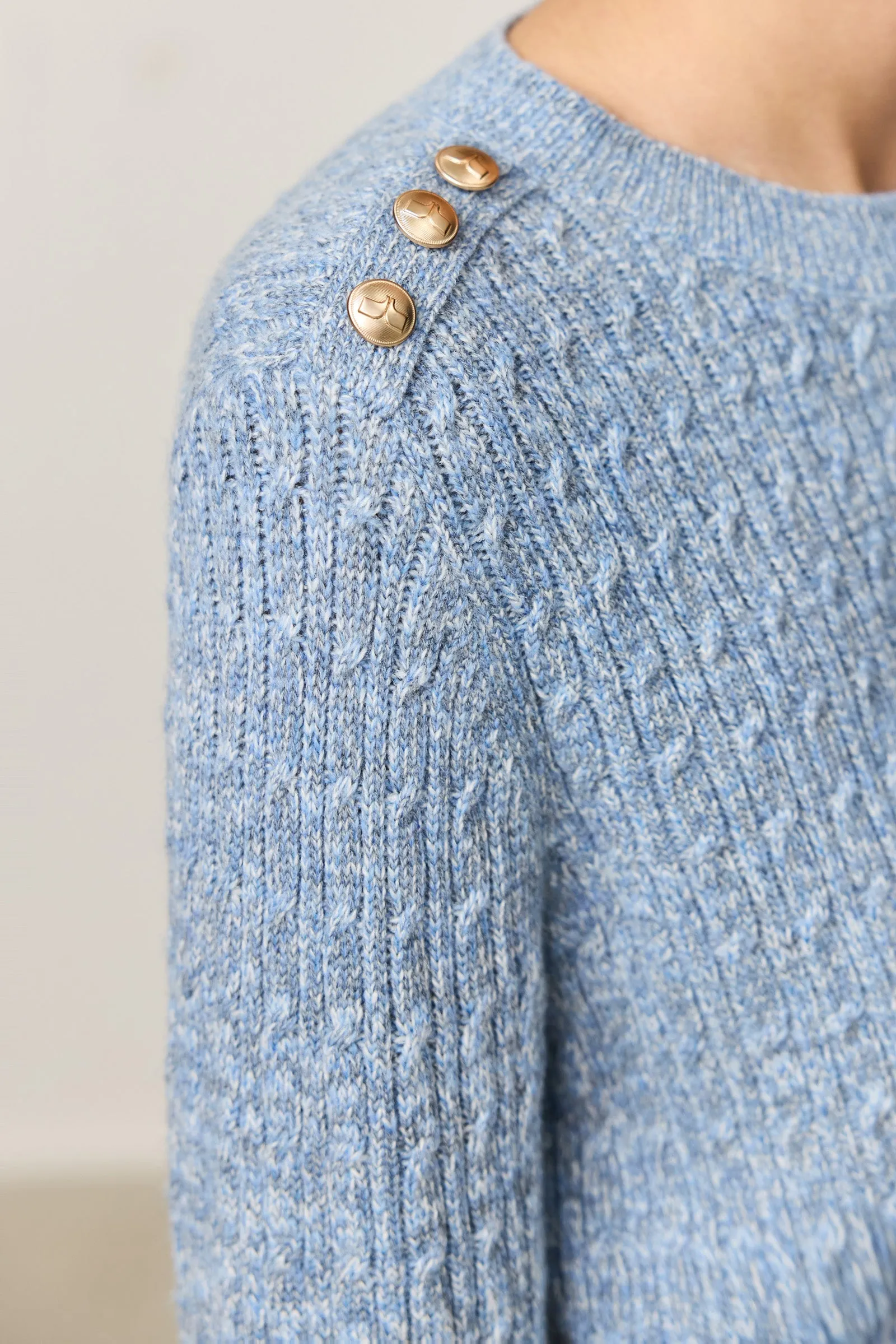 LILY Textured Cable-Knit Crewneck Sweater