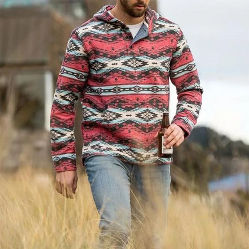 Men'S Autumn And Winter Ethnic Print Warm Sweater