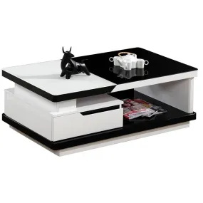 Modern Glass Tops Black Wooden Coffee Table