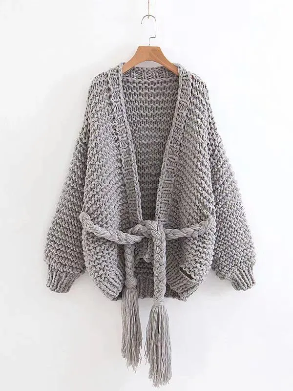 Modern Knitting Bandage Long Sleeves Cardigan Tops