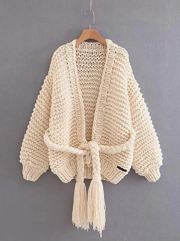 Modern Knitting Bandage Long Sleeves Cardigan Tops