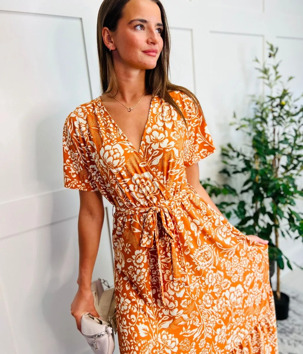 Orange Sophia Midi Dress