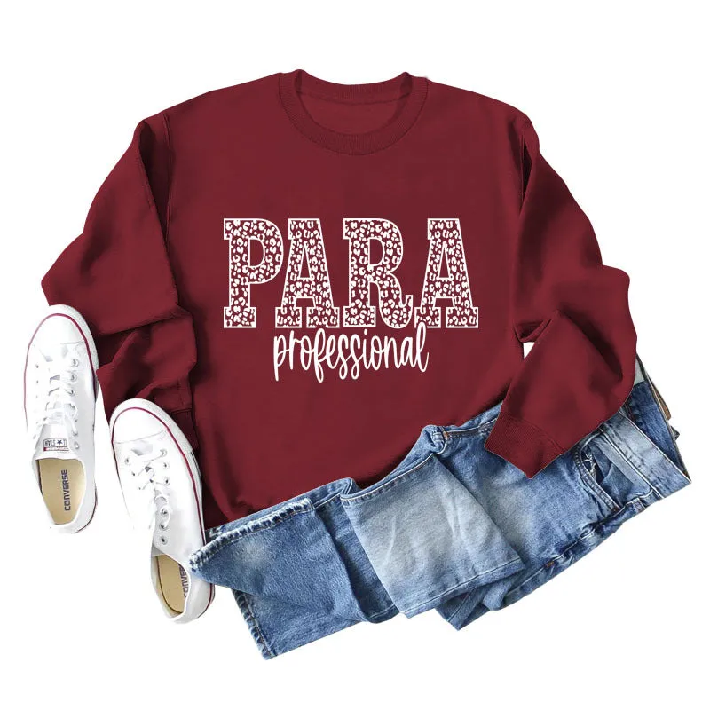 Para Professional Leopard Letter Casual Long Sleeve Women's Sweatshirt