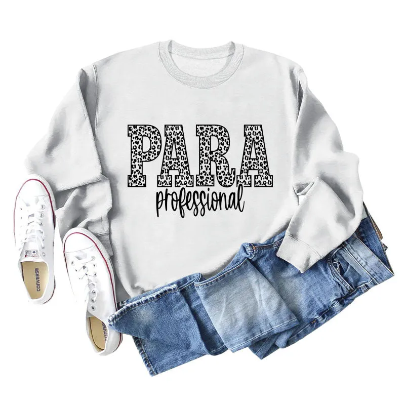 Para Professional Leopard Letter Casual Long Sleeve Women's Sweatshirt