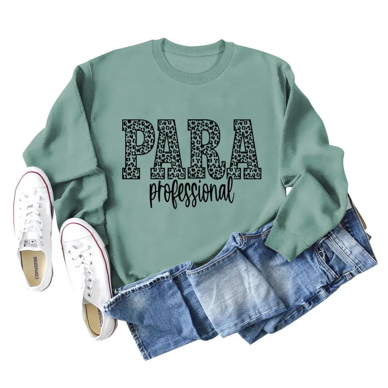 Para Professional Leopard Letter Casual Long Sleeve Women's Sweatshirt