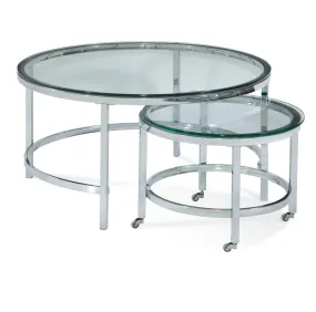 Patinoire - Round Cocktail / Nesting Table On Casters - Silver