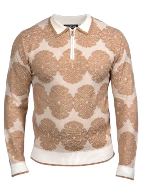 Prestige Cream Luxury Zip-Up Polo Sweater TXTRD Style No: SW-221