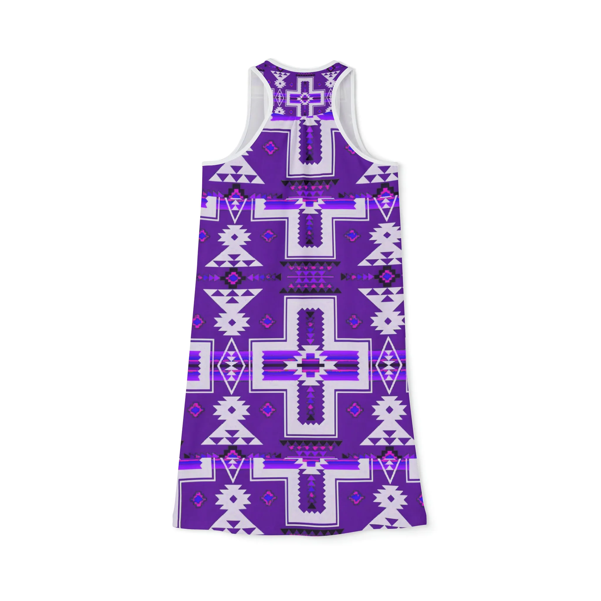 Purple native print Women's Racerback Dress (AOP)