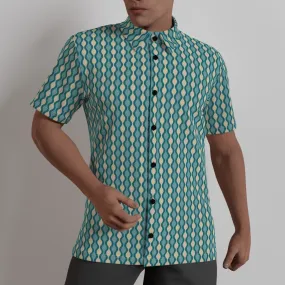 Retro Shirt Men, Retro Top Men, 60s Top Men, 60s style shirt, Teal Shirt Men, Geometric Shirt Men, Mid Century Top, 60s inspired Top