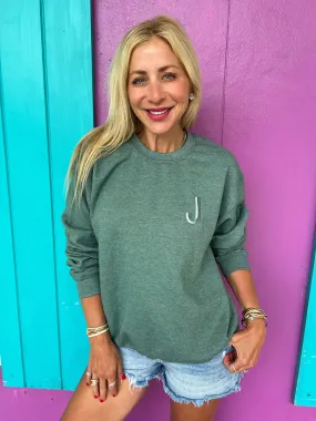 Sage Green Embroidered Initial Sweatshirt (2XL-3XL)