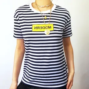 SIGN MODERN PRINT STRIPES TEE TOP