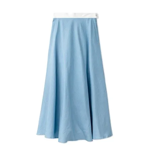 Signature Summer Circle Midi Skirt - Light Denim Leather Edition