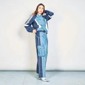 Sporty denim jacket and pants set wholesale