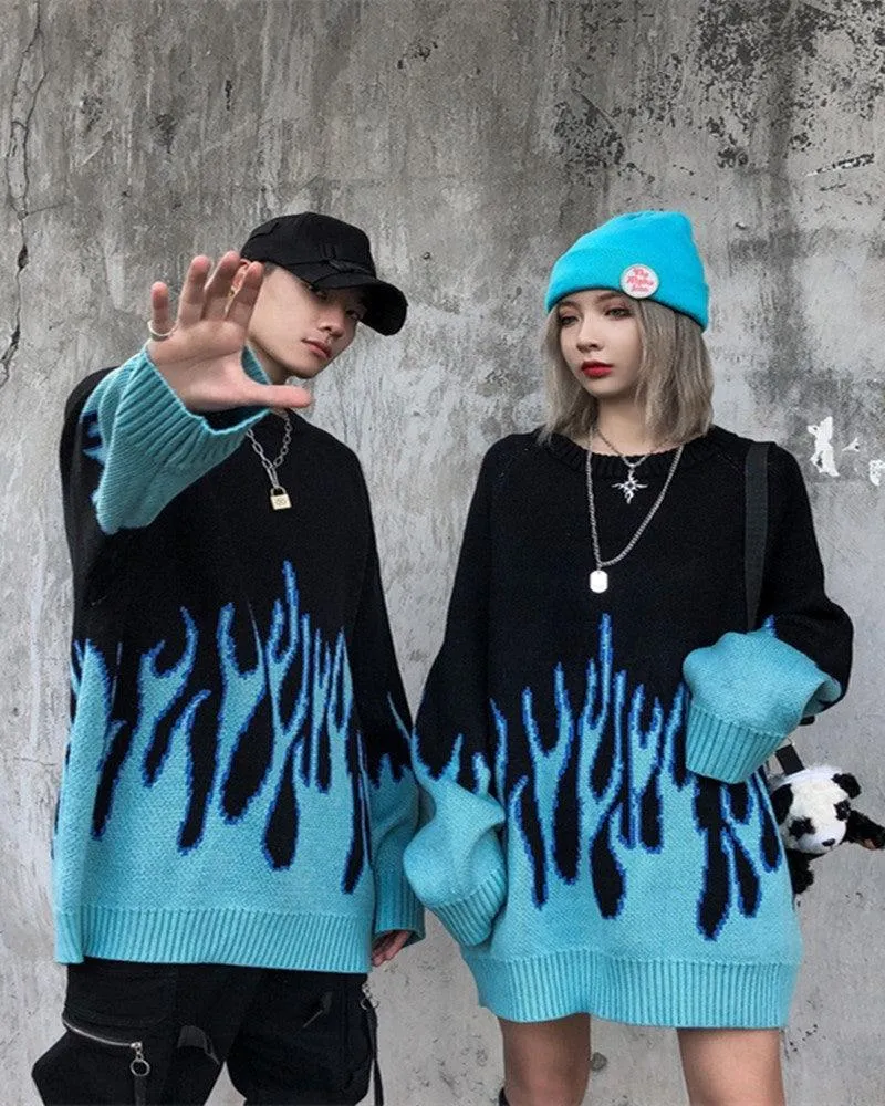 Streetwear Flames Crewneck Sweater