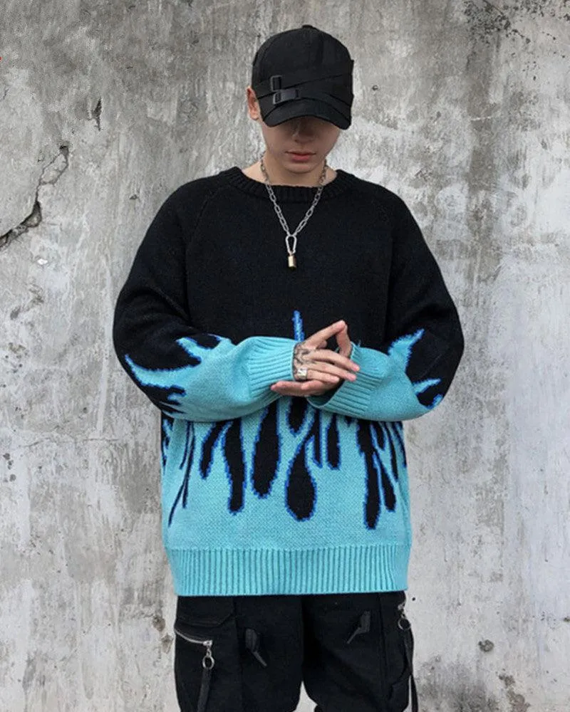 Streetwear Flames Crewneck Sweater