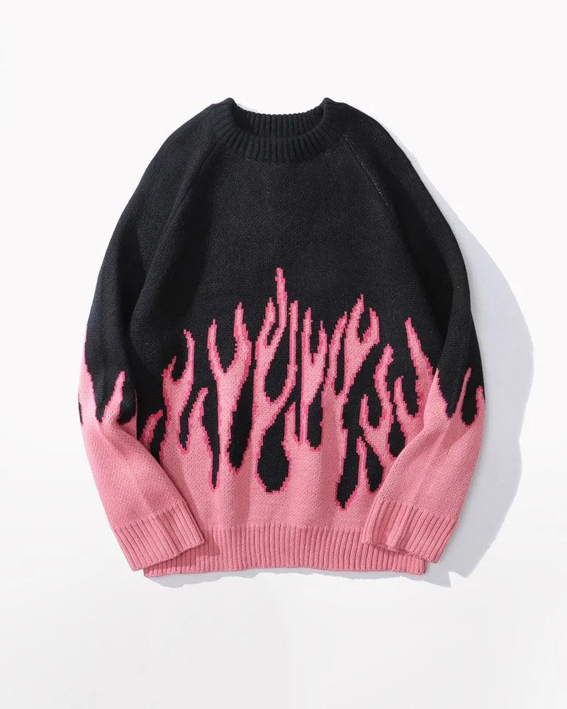 Streetwear Flames Crewneck Sweater