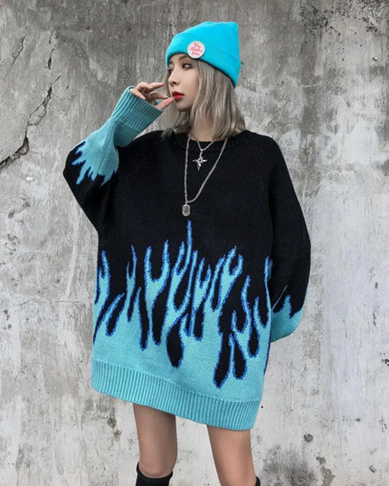 Streetwear Flames Crewneck Sweater