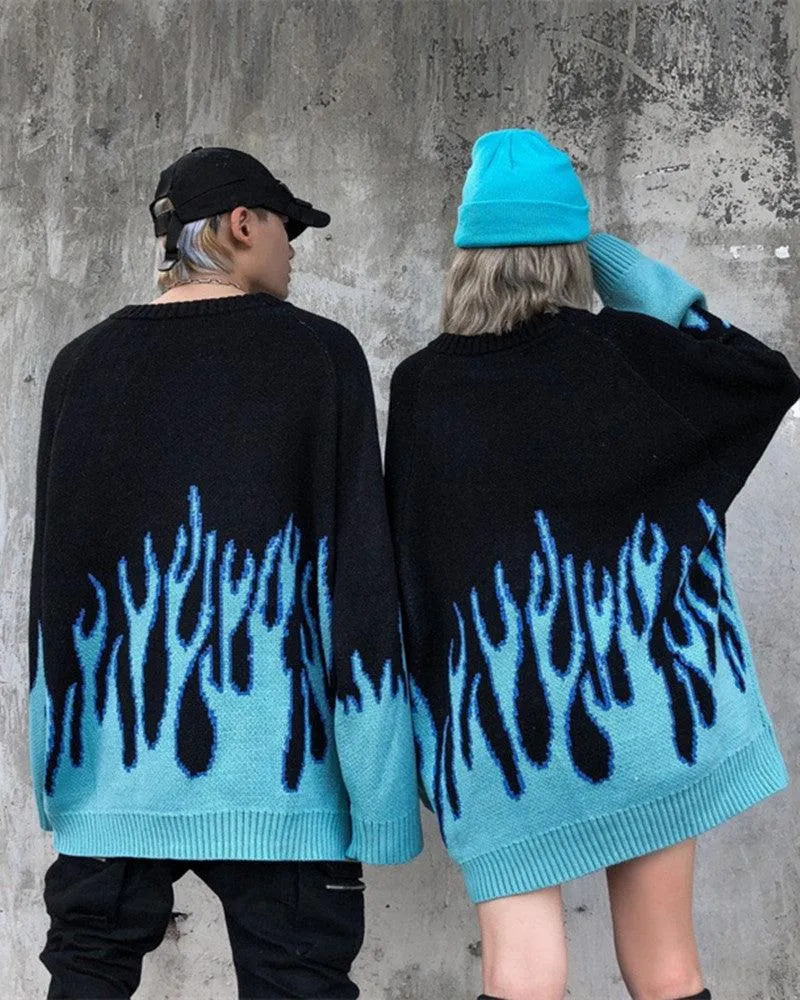 Streetwear Flames Crewneck Sweater